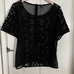 AEO Crochet and Sheer Blouse